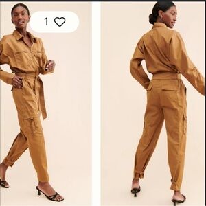 Anthropologie Pistola Aidy Coverall Jumpsuit color nutmeg